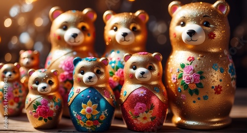 Background with Russian souvenirs - bear dolls © vvicca