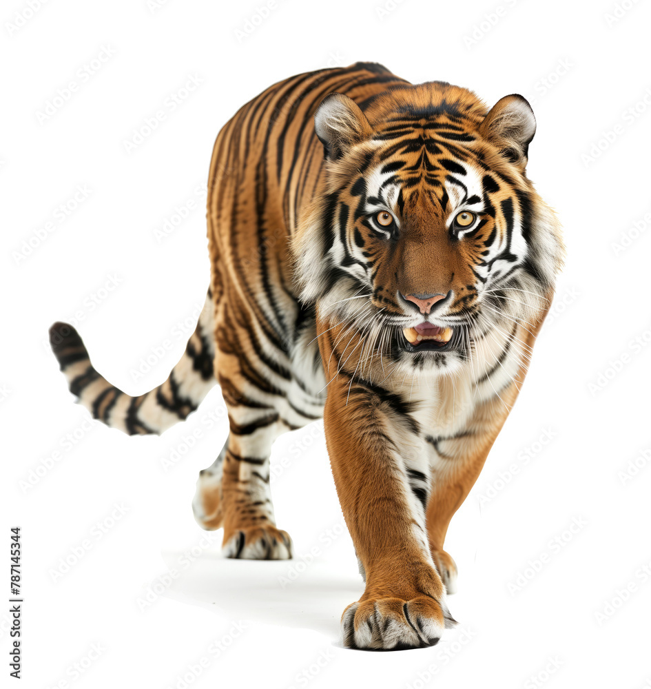 Obraz premium Confident tiger walking forward with a powerful gaze