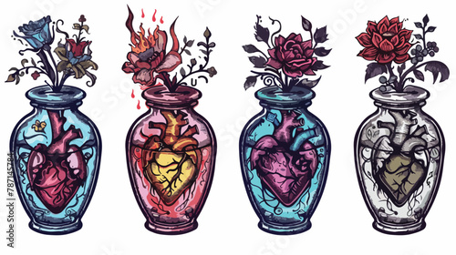 Mexican Sacred hearts anatomical hearts in jars heart