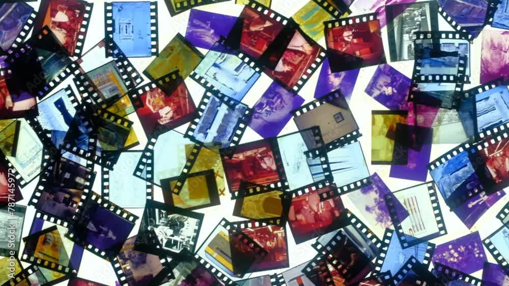 Sibiu, Romania - April 14, 2024. Retro 35mm analog positives film slides artistic