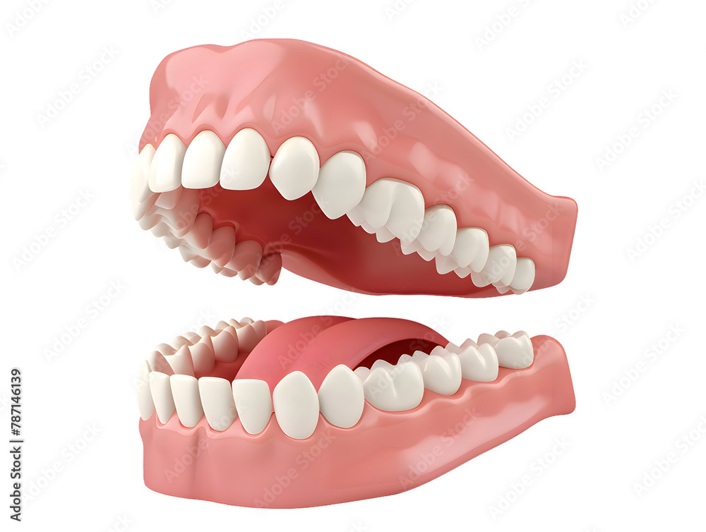 Dental Open tooth arch with tongue isolated on transparent background Dental Open tooth arch with tongue isolated on transparent background