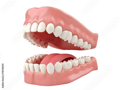 Dental Open tooth arch with tongue isolated on transparent background