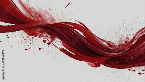 Abstract ruby red brush stroke illustration, isolated white background.