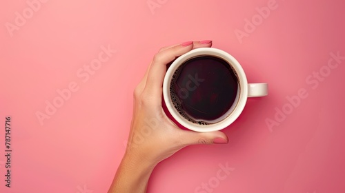 Cup of tea isolated on pink background