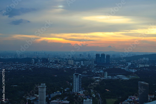 Photography The skyline of Kuala Lumpur, the capital city of Malaysia during sunset
