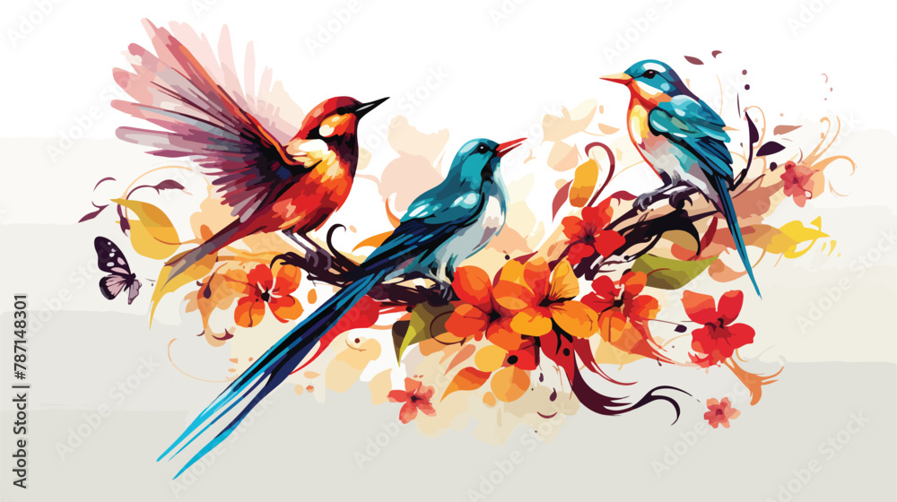 Paradise tattaoo birds vector art Vector illustration