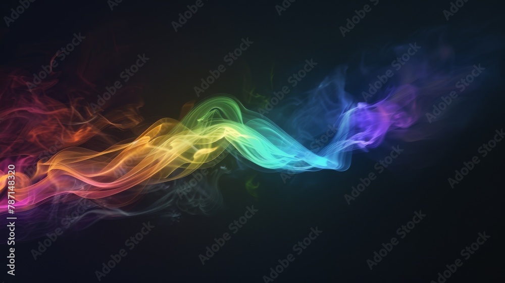 As the smoke gently curls and twists it leaves behind a rainbow trail that fades into the distance.