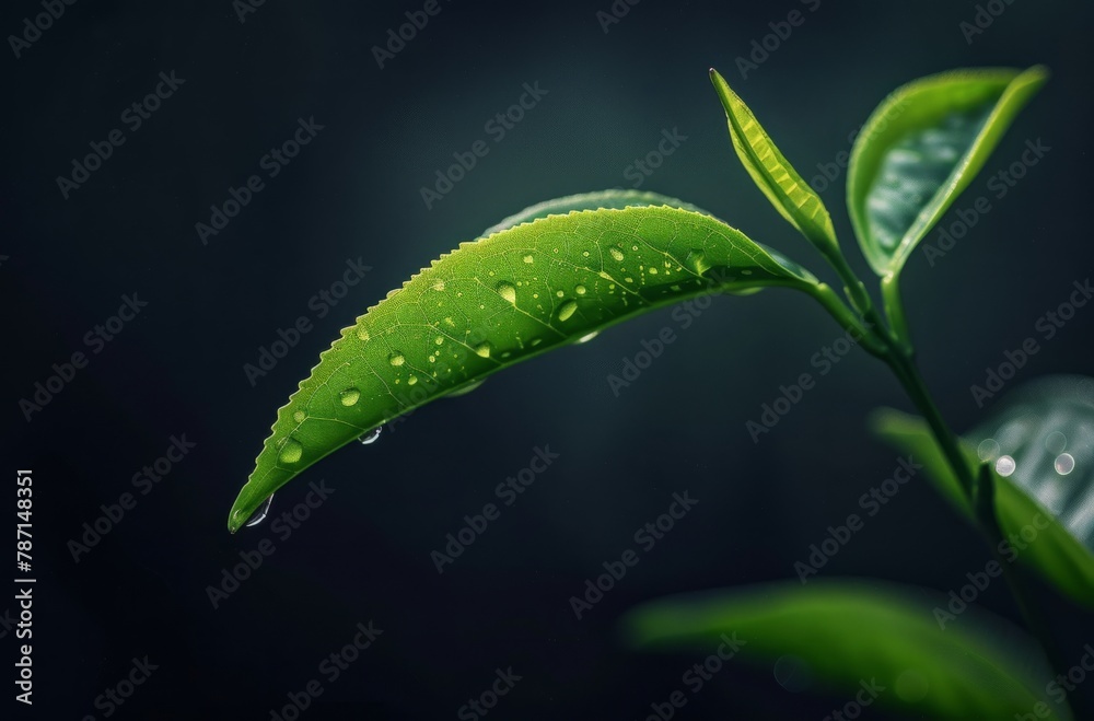 Fototapeta premium Grain rain, leaves and drops, spring background