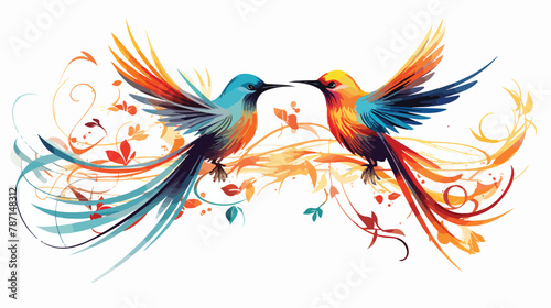 Paradise tattaoo birds vector art Vector illustration