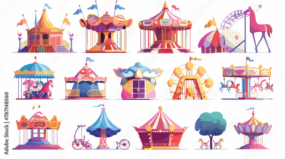 Park flat element. Cartoon carnival circus