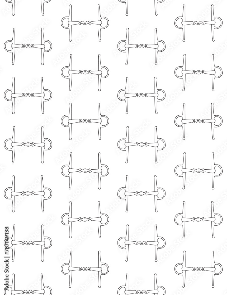 Vector seamless pattern of hand drawn doodle sketch outline horse equestrian bit isolated on white background Vector seamless pattern of hand drawn doodle sketch outline horse equestrian bit isolated on white background