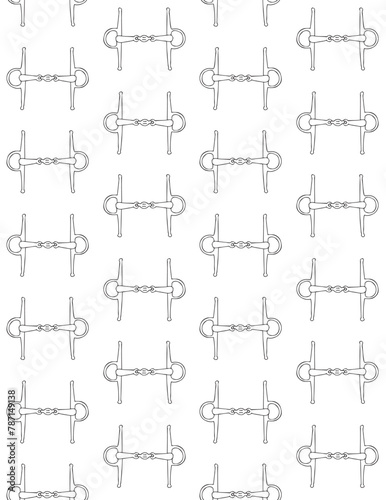 Vector seamless pattern of hand drawn doodle sketch outline horse equestrian bit isolated on white background