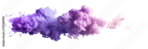 Purple and pink color clouds merging on transparent background.