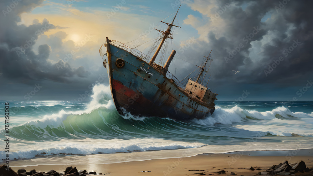 Fototapeta premium ship in the sea