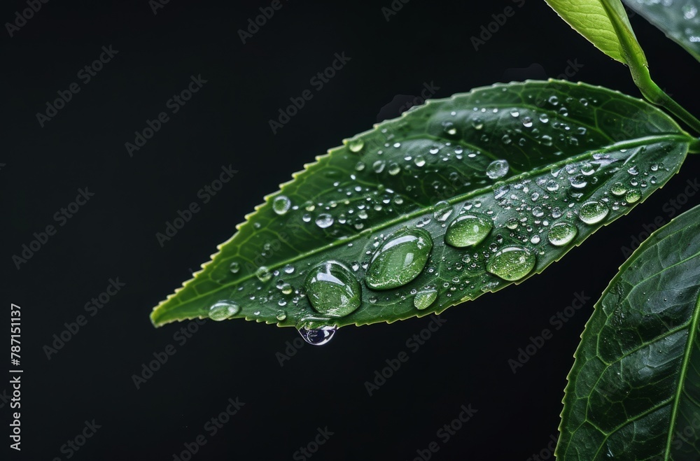 Grain rain, leaves and drops, spring background Grain rain, leaves and drops, spring background
