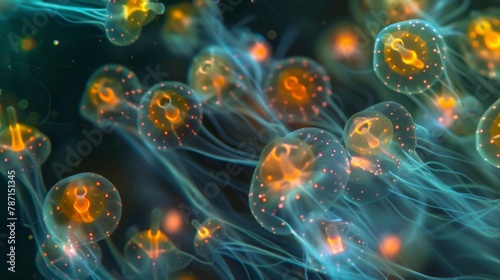 A timelapse image showing the mesmerizing movement of rotifers appearing like a synchronized dance routine displaying the beauty and © Justlight