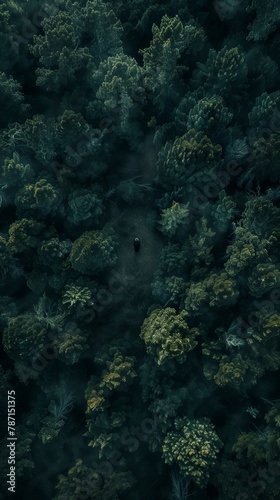 abstract wilderness texture from a serene overhead shot of dense foliage