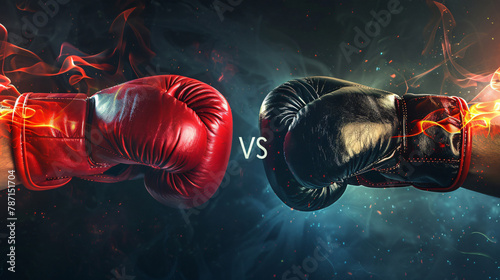 Wide poster of hot fighting boxing gloves with the VS