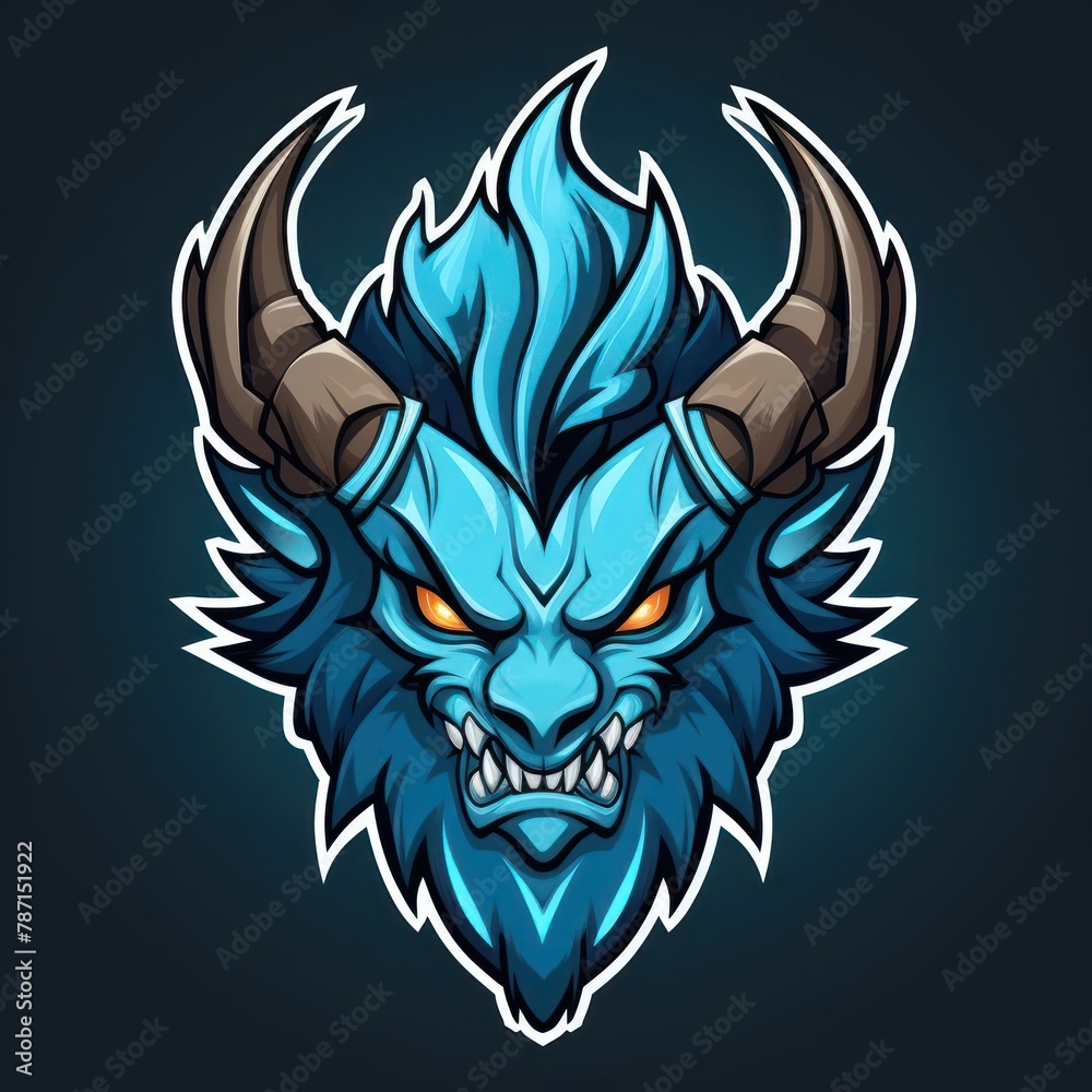Fototapeta premium dynamic minotaur head simple logo solid flat color