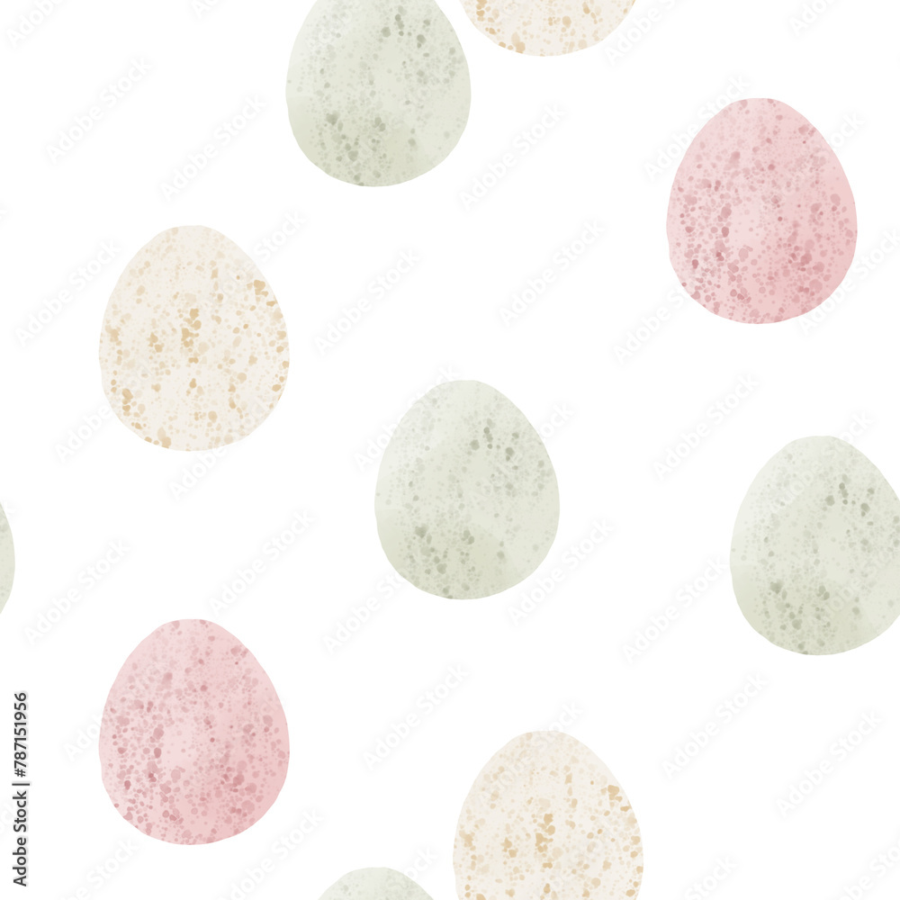 Seamless pattern with easter eggs, hand drawn illustration in watercolor style Seamless pattern with easter eggs, hand drawn illustration in watercolor style