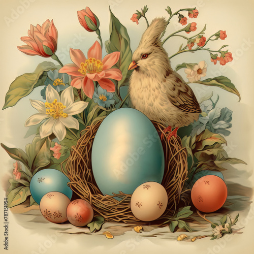 Happy Easter background with Easter eggs.