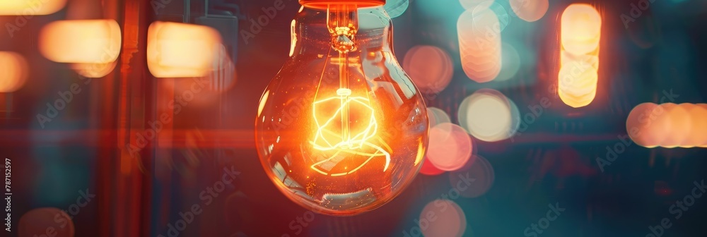 Illuminating Innovation:A Glowing Symbol of Creativity and Breakthrough Thinking - obrazy, fototapety, plakaty 