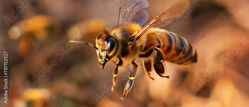 macro photo of of honey bee