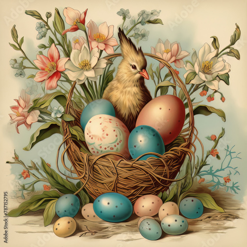 Happy Easter background with Easter eggs.