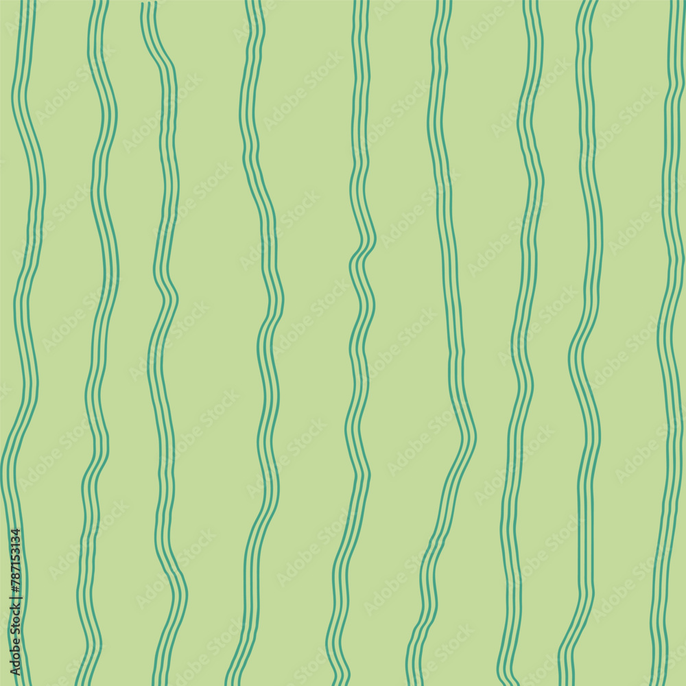 Decorative square pattern with hand drawn stripe shapes. Hand painted grungy ink doodles in green colors. Wavy curly lines print Decorative square pattern with hand drawn stripe shapes. Hand painted grungy ink doodles in green colors. Wavy curly lines print