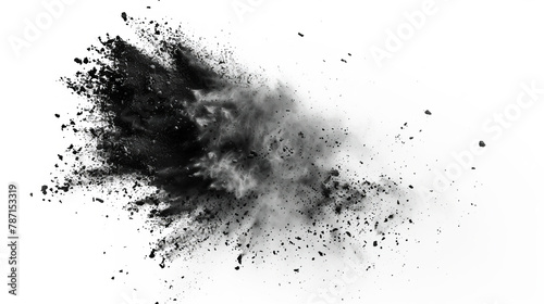  Dry black soil explosion isolated on white background photo