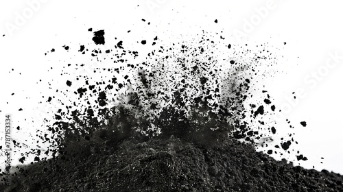  Dry black soil explosion isolated on white background © Edgar Martirosyan