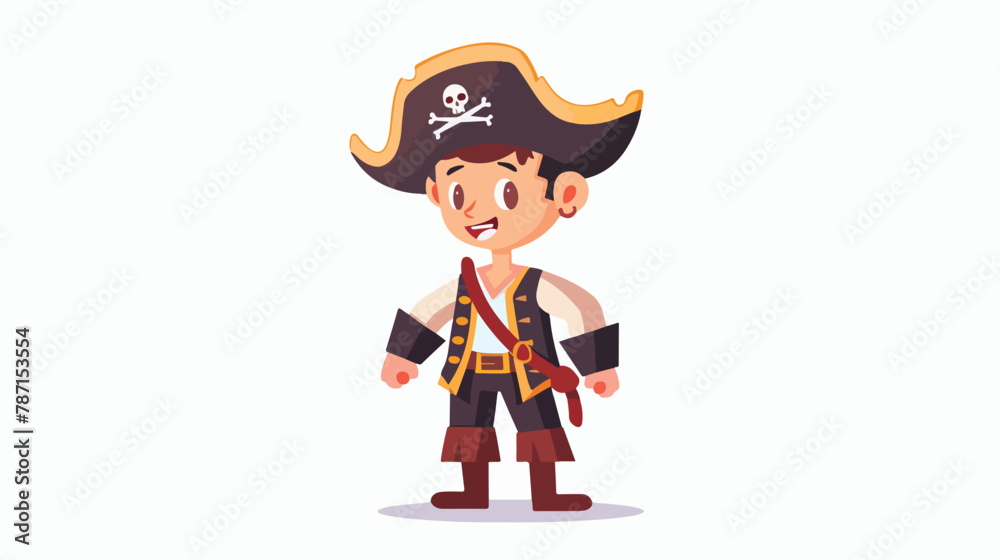 Pirate concept with a boy in pirate costume isolated