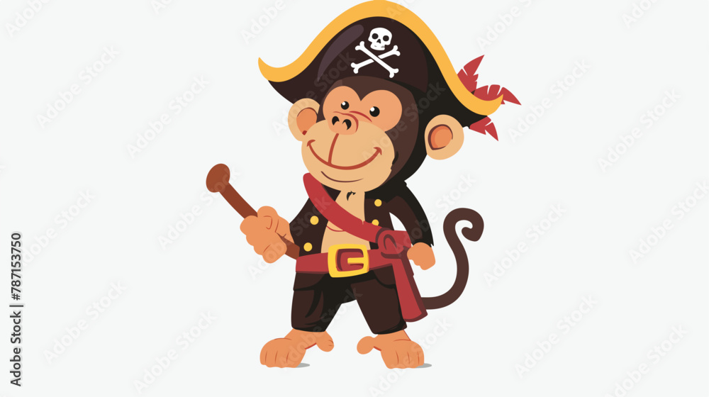 Pirate Monkey flat vector isolated on white background