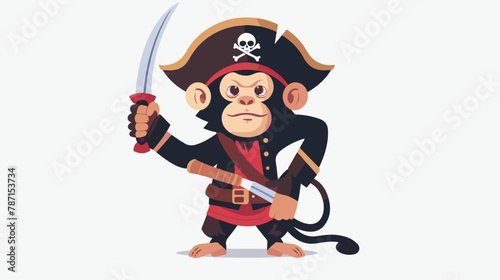 Pirate Monkey flat vector isolated on white background