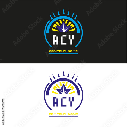 ACY letter logo vector design on black and white color background ACY letter logo icon design
 photo