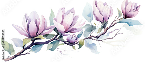 a painting of a branch of a flower with purple flowers