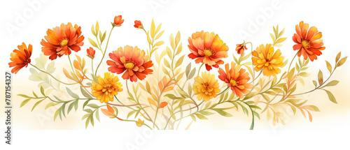 a many orange flowers that are growing on the stems © Masum