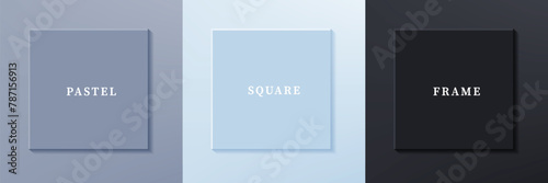 Set of abstract 3D luxry square frame border design. Collection of geometric scene for cosmetic product. Elements for design. Top view of podium or pedestal. EPS10 vector.