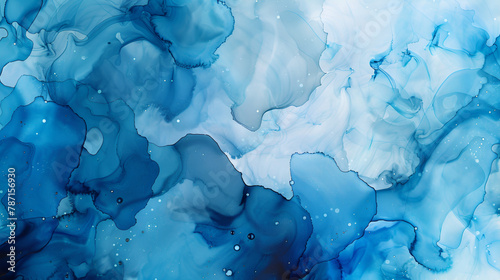 Abstract backdrop blue dots .Colorful painted background hand drawn with bright inks and watercolor paints. Bright color splashes and splatters create uneven artistic background. 