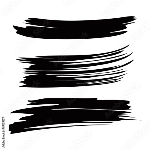 Brush strokes. Vector paintbrush set, brush strokes templates. Grunge design elements. Dirty distress texture banners. Grungy painted objects.