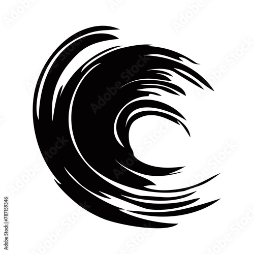 Black circel paint brush texture. Grunge round brush stroke. Vector illustration