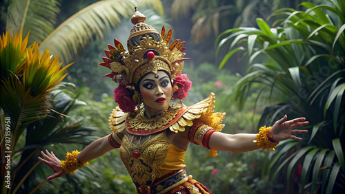 a close-up of a traditional balinese dancer performance photo