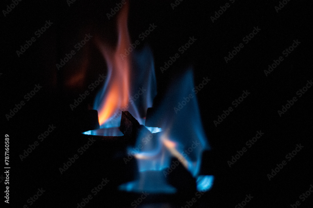Fototapeta premium Fire gas stove in the kitchen