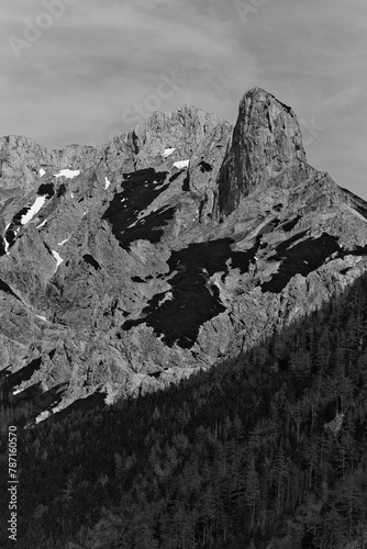 black and white rock formations in the austrian mountains