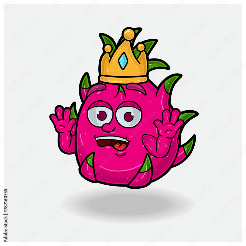 Shocked expression with Dragon Fruit Crown Mascot Character Cartoon. Shocked expression with Dragon Fruit Crown Mascot Character Cartoon.