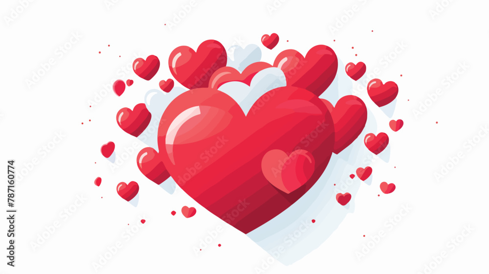 Red heart - vector flat cartoon drawing for creating