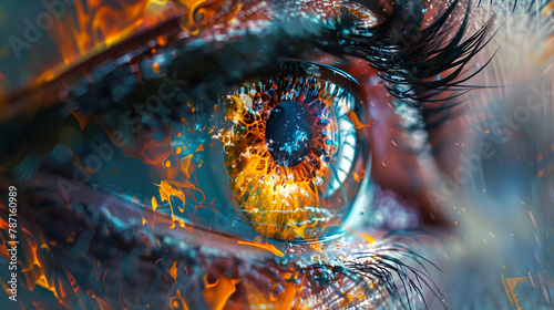 close-up of a human eye painting, generative Ai