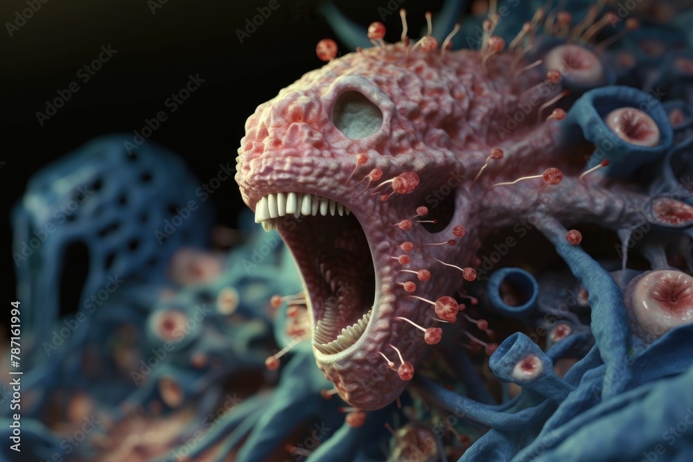 An eerie 3D animation set within the human brain, showing neurons and immune cells battling plaque and disease-causing agents, high detail An eerie 3D animation set within the human brain, showing neurons and immune cells battling plaque and disease-causing agents, high detail