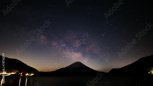 精進湖から望む富士山と天の川（タイムラプス）/ Milky Way over Mt.Fuji from Lake Shojin in Japan. / C4K,4096x2304,ProRESS,422,HQ,10bit