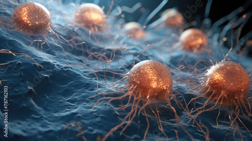 An intense 3D animation of a battle within the human hair follicles, depicting cells fighting off dandruff and scalp infections, medical illustration style